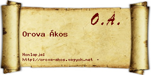 Orova Ákos névjegykártya